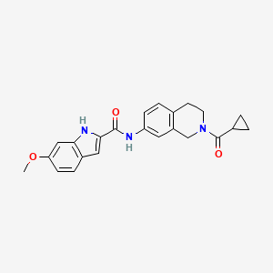 molecular formula C23H23N3O3 B2947003 N-(2-(cyclopropanecarbonyl)-1,2,3,4-tetrahydroisoquinolin-7-yl)-6-methoxy-1H-indole-2-carboxamide CAS No. 1448057-65-5