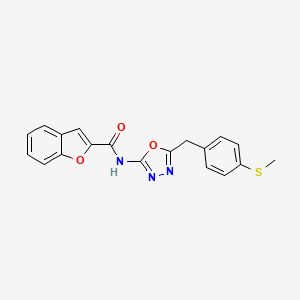 molecular formula C19H15N3O3S B2947005 N-(5-(4-(methylthio)benzyl)-1,3,4-oxadiazol-2-yl)benzofuran-2-carboxamide CAS No. 1172815-80-3