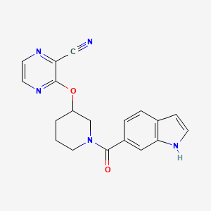 molecular formula C19H17N5O2 B2947006 3-((1-(1H-indole-6-carbonyl)piperidin-3-yl)oxy)pyrazine-2-carbonitrile CAS No. 2034478-86-7
