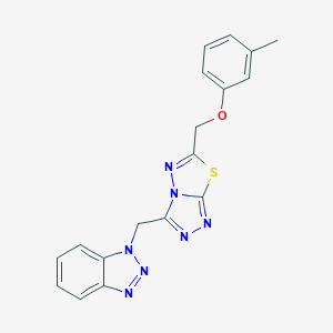 molecular formula C18H15N7OS B294701 1-({6-[(3-methylphenoxy)methyl][1,2,4]triazolo[3,4-b][1,3,4]thiadiazol-3-yl}methyl)-1H-benzotriazole 