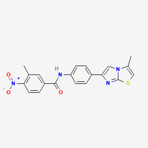 molecular formula C20H16N4O3S B2947012 3-methyl-N-(4-(3-methylimidazo[2,1-b]thiazol-6-yl)phenyl)-4-nitrobenzamide CAS No. 893986-55-5