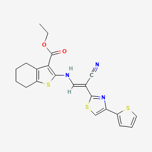 (E)-ethyl 2-((2-cyano-2-(4-(thiophen-2-yl)thiazol-2-yl)vinyl)amino)-4,5,6,7-tetrahydrobenzo[b]thiophene-3-carboxylate