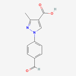 molecular formula C12H10N2O3 B2947035 1-(4-Formylphenyl)-3-methylpyrazole-4-carboxylic acid CAS No. 2137685-87-9