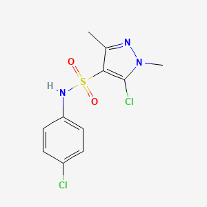 molecular formula C11H11Cl2N3O2S B2947046 5-chloro-N-(4-chlorophenyl)-1,3-dimethylpyrazole-4-sulfonamide CAS No. 647825-50-1