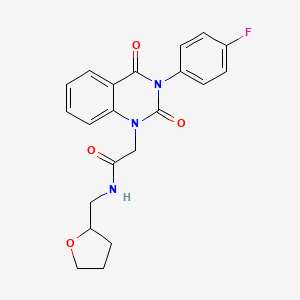 molecular formula C21H20FN3O4 B2947057 2-(3-(4-fluorophenyl)-2,4-dioxo-3,4-dihydroquinazolin-1(2H)-yl)-N-((tetrahydrofuran-2-yl)methyl)acetamide CAS No. 1251628-22-4