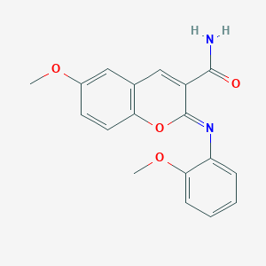 molecular formula C18H16N2O4 B2947063 6-Methoxy-2-(2-methoxyphenyl)iminochromene-3-carboxamide CAS No. 389075-21-2