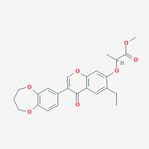 molecular formula C24H24O7 B2947072 methyl 2-[3-(3,4-dihydro-2H-1,5-benzodioxepin-7-yl)-6-ethyl-4-oxochromen-7-yl]oxypropanoate CAS No. 610764-58-4