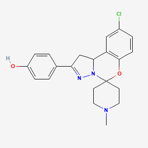 molecular formula C21H22ClN3O2 B2947078 4-(9-Chloro-1'-methyl-1,10b-dihydrospiro[benzo[e]pyrazolo[1,5-c][1,3]oxazine-5,4'-piperidin]-2-yl)phenol CAS No. 899727-69-6