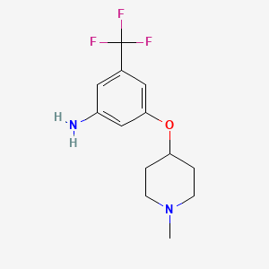 molecular formula C13H17F3N2O B2947080 3-(1-Methyl-piperidin-4-yloxy)-5-trifluoromethyl-phenylamine CAS No. 1020662-91-2
