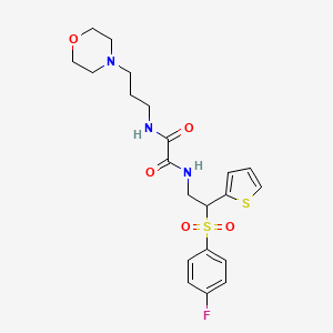 molecular formula C21H26FN3O5S2 B2947081 N1-(2-((4-氟苯基)磺酰基)-2-(噻吩-2-基)乙基)-N2-(3-吗啉丙基)草酰胺 CAS No. 887217-15-4