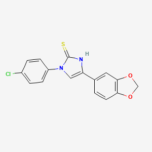 molecular formula C16H11ClN2O2S B2947084 4-(苯并[d][1,3]二氧杂环-5-基)-1-(4-氯苯基)-1H-咪唑-2(3H)-硫酮 CAS No. 688791-45-9