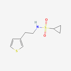 molecular formula C9H13NO2S2 B2947089 N-(2-(thiophen-3-yl)ethyl)cyclopropanesulfonamide CAS No. 1251604-02-0