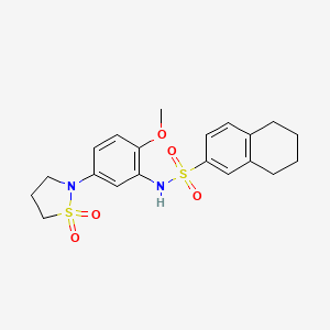 molecular formula C20H24N2O5S2 B2947095 N-(5-(1,1-dioxidoisothiazolidin-2-yl)-2-methoxyphenyl)-5,6,7,8-tetrahydronaphthalene-2-sulfonamide CAS No. 946338-30-3