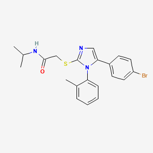 molecular formula C21H22BrN3OS B2947106 2-((5-(4-溴苯基)-1-(邻甲苯基)-1H-咪唑-2-基)硫代)-N-异丙基乙酰胺 CAS No. 1207044-08-3