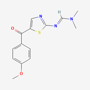 molecular formula C14H15N3O2S B2947125 N'-[5-(4-甲氧基苯甲酰)-1,3-噻唑-2-基]-N,N-二甲基甲亚胺酰胺 CAS No. 861211-22-5