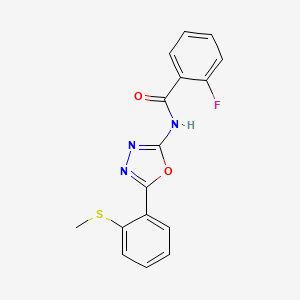 molecular formula C16H12FN3O2S B2947161 2-fluoro-N-{5-[2-(methylsulfanyl)phenyl]-1,3,4-oxadiazol-2-yl}benzamide CAS No. 886910-22-1