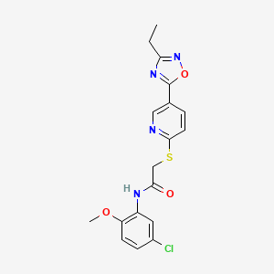 molecular formula C18H17ClN4O3S B2947165 N-(5-氯-2-甲氧基苯基)-2-((5-(3-乙基-1,2,4-恶二唑-5-基)吡啶-2-基)硫代)乙酰胺 CAS No. 1251672-78-2