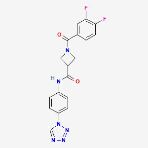 molecular formula C18H14F2N6O2 B2947166 N-(4-(1H-四唑-1-基)苯基)-1-(3,4-二氟苯甲酰)氮杂环丁烷-3-甲酰胺 CAS No. 1448030-67-8