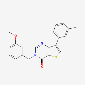 molecular formula C21H18N2O2S B2947181 3-(3-methoxybenzyl)-7-(3-methylphenyl)thieno[3,2-d]pyrimidin-4(3H)-one CAS No. 1206993-09-0
