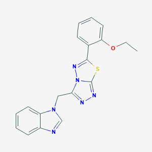 molecular formula C19H16N6OS B294721 1-{[6-(2-ethoxyphenyl)[1,2,4]triazolo[3,4-b][1,3,4]thiadiazol-3-yl]methyl}-1H-benzimidazole 