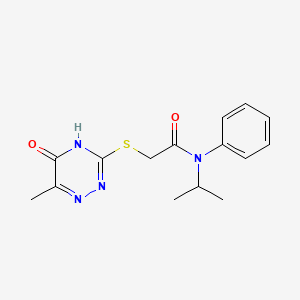 molecular formula C15H18N4O2S B2947217 N-异丙基-2-((6-甲基-5-氧代-4,5-二氢-1,2,4-三嗪-3-基)硫代)-N-苯基乙酰胺 CAS No. 905765-62-0