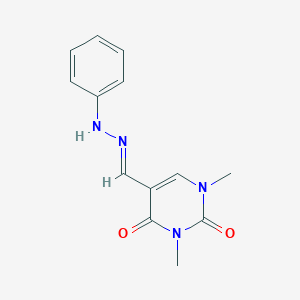 molecular formula C13H14N4O2 B2947220 1,3-二甲基-5-[(E)-(苯肼亚基)甲基]嘧啶-2,4-二酮 CAS No. 80981-29-9