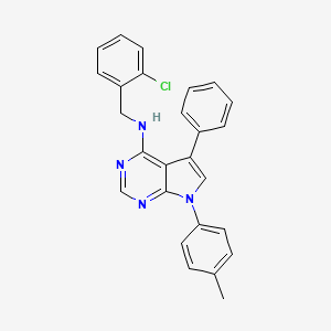 molecular formula C26H21ClN4 B2947223 N-[(2-氯苯基)甲基]-7-(4-甲基苯基)-5-苯基吡咯并[2,3-d]嘧啶-4-胺 CAS No. 477233-00-4
