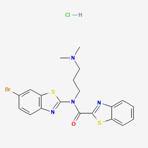 molecular formula C20H20BrClN4OS2 B2947234 N-(6-bromobenzo[d]thiazol-2-yl)-N-(3-(dimethylamino)propyl)benzo[d]thiazole-2-carboxamide hydrochloride CAS No. 1216925-61-9