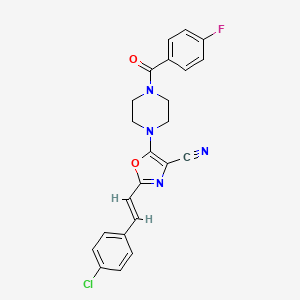 (E)-2-(4-chlorostyryl)-5-(4-(4-fluorobenzoyl)piperazin-1-yl)oxazole-4-carbonitrile