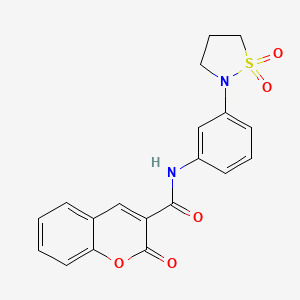 molecular formula C19H16N2O5S B2947283 N-(3-(1,1-二氧化异噻唑烷-2-基)苯基)-2-氧代-2H-色烯-3-甲酰胺 CAS No. 932293-29-3
