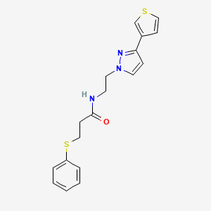 B2947285 3-(phenylthio)-N-(2-(3-(thiophen-3-yl)-1H-pyrazol-1-yl)ethyl)propanamide CAS No. 2034259-84-0