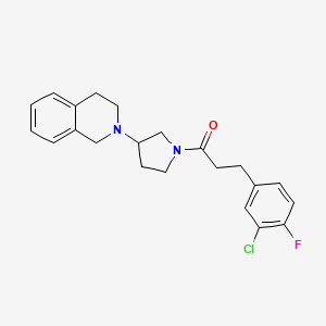molecular formula C22H24ClFN2O B2947288 3-(3-氯-4-氟苯基)-1-(3-(3,4-二氢异喹啉-2(1H)-基)吡咯烷-1-基)丙-1-酮 CAS No. 1904067-61-3