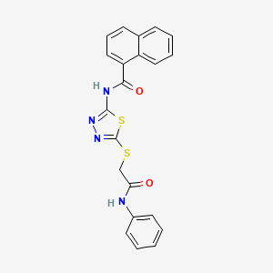 molecular formula C21H16N4O2S2 B2947292 N-(5-((2-oxo-2-(phenylamino)ethyl)thio)-1,3,4-thiadiazol-2-yl)-1-naphthamide CAS No. 392291-19-9