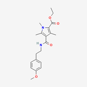 molecular formula C20H26N2O4 B2947309 ethyl 4-((4-methoxyphenethyl)carbamoyl)-1,3,5-trimethyl-1H-pyrrole-2-carboxylate CAS No. 847463-02-9