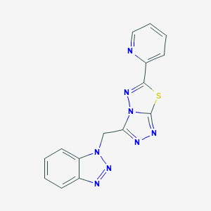 molecular formula C15H10N8S B294733 3-(Benzotriazol-1-ylmethyl)-6-pyridin-2-yl-[1,2,4]triazolo[3,4-b][1,3,4]thiadiazole 