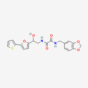 molecular formula C20H18N2O6S B2947339 N-(1,3-Benzodioxol-5-ylmethyl)-N'-[2-hydroxy-2-(5-thiophen-2-ylfuran-2-yl)ethyl]oxamide CAS No. 2309186-24-9