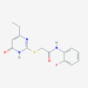 molecular formula C14H14FN3O2S B2947360 2-((4-乙基-6-氧代-1,6-二氢嘧啶-2-基)硫代)-N-(2-氟苯基)乙酰胺 CAS No. 899948-34-6