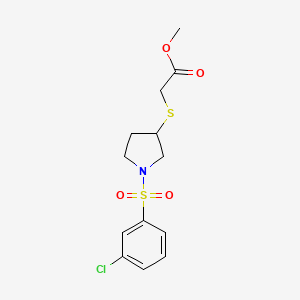 molecular formula C13H16ClNO4S2 B2947361 Methyl 2-((1-((3-chlorophenyl)sulfonyl)pyrrolidin-3-yl)thio)acetate CAS No. 2034471-95-7