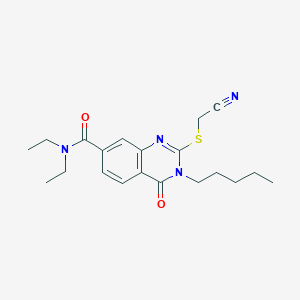 molecular formula C20H26N4O2S B2947370 2-((氰基甲基)硫代)-N,N-二乙基-4-氧代-3-戊基-3,4-二氢喹唑啉-7-甲酰胺 CAS No. 309749-63-1