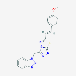 molecular formula C19H15N7OS B294738 4-{2-[3-(1H-1,2,3-benzotriazol-1-ylmethyl)[1,2,4]triazolo[3,4-b][1,3,4]thiadiazol-6-yl]vinyl}phenyl methyl ether 