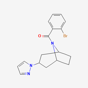 molecular formula C17H18BrN3O B2947380 (2-Bromophenyl)-(3-pyrazol-1-yl-8-azabicyclo[3.2.1]octan-8-yl)methanone CAS No. 2320886-00-6