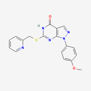 molecular formula C18H15N5O2S B2947384 1-(4-methoxyphenyl)-6-((pyridin-2-ylmethyl)thio)-1H-pyrazolo[3,4-d]pyrimidin-4-ol CAS No. 922107-53-7