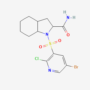 molecular formula C14H17BrClN3O3S B2947390 1-[(5-bromo-2-chloropyridin-3-yl)sulfonyl]-octahydro-1H-indole-2-carboxamide CAS No. 1356570-41-6