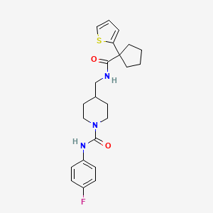 B2947392 N-(4-fluorophenyl)-4-((1-(thiophen-2-yl)cyclopentanecarboxamido)methyl)piperidine-1-carboxamide CAS No. 1234883-28-3
