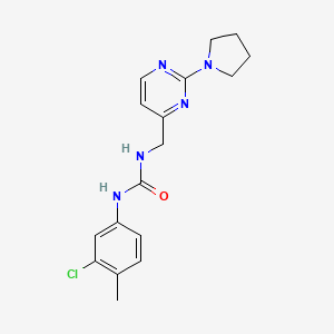 molecular formula C17H20ClN5O B2947394 1-(3-Chloro-4-methylphenyl)-3-((2-(pyrrolidin-1-yl)pyrimidin-4-yl)methyl)urea CAS No. 1796994-22-3