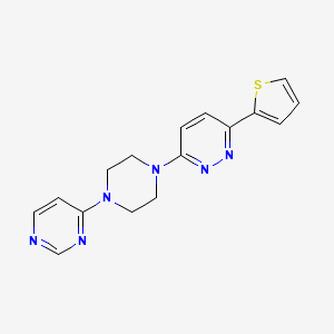 molecular formula C16H16N6S B2947410 3-(4-Pyrimidin-4-ylpiperazin-1-yl)-6-thiophen-2-ylpyridazine CAS No. 2380190-97-4