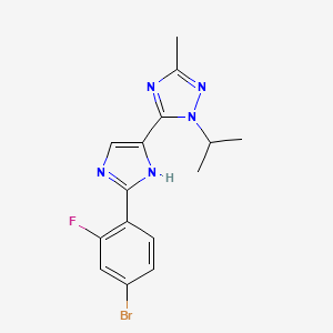 molecular formula C15H15BrFN5 B2947414 1H-1,2,4-Triazole, 5-[2-(4-bromo-2-fluorophenyl)-1H-imidazol-5-yl]-3-methyl-1-(1-methylethyl)- CAS No. 1282516-76-0