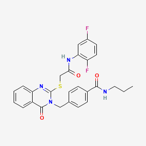 molecular formula C27H24F2N4O3S B2947416 4-((2-((2-((2,5-difluorophenyl)amino)-2-oxoethyl)thio)-4-oxoquinazolin-3(4H)-yl)methyl)-N-propylbenzamide CAS No. 1115433-19-6