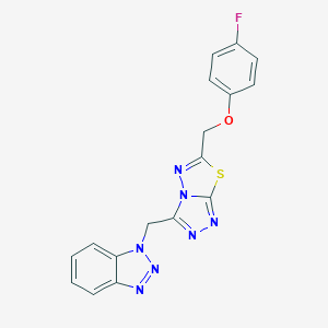 molecular formula C17H12FN7OS B294742 3-(Benzotriazol-1-ylmethyl)-6-[(4-fluorophenoxy)methyl]-[1,2,4]triazolo[3,4-b][1,3,4]thiadiazole 