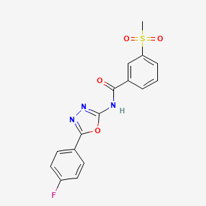 molecular formula C16H12FN3O4S B2947425 N-[5-(4-氟苯基)-1,3,4-恶二唑-2-基]-3-甲磺酰基苯甲酰胺 CAS No. 896297-69-1